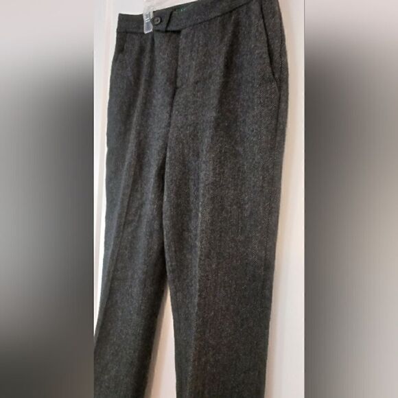 Lauren Ralph Lauren Wool Houndstooth Pants Trousers Charcoal Grey - Picture 6 of 10